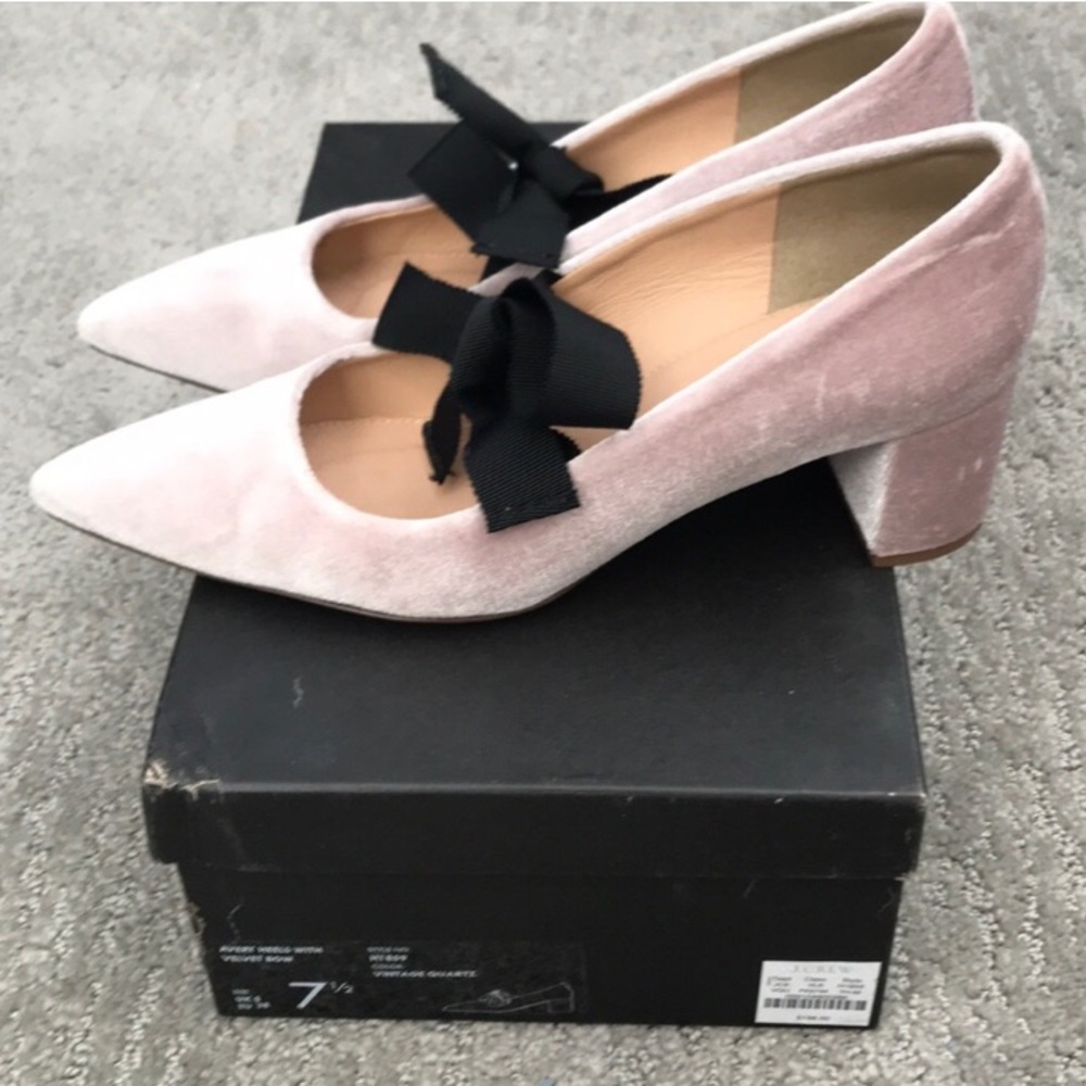 JCREW VELVET HEELS w Bow - Picture 2 of 10